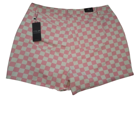 American Bazi plus size 3x pink white checkered cotton shorts - Picture 8 of 8